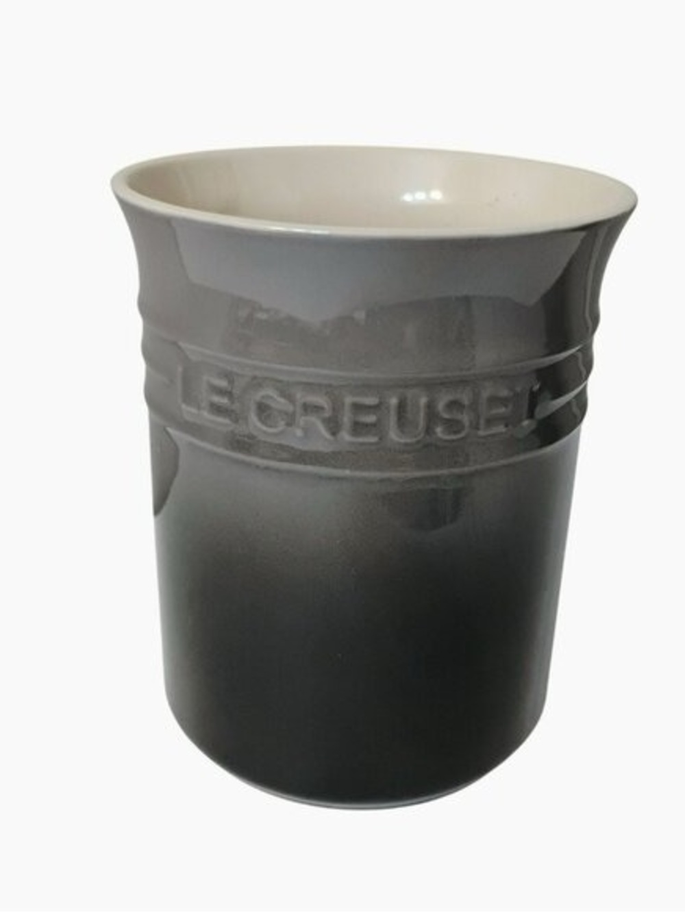 NEW Le Creuset Stoneware Utensil Holder Crock in Charcoal Gray Flint